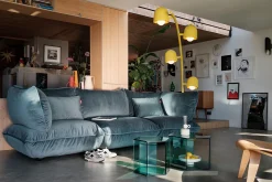 Big Lebow Arc lamp, gelb, 186x234 cm