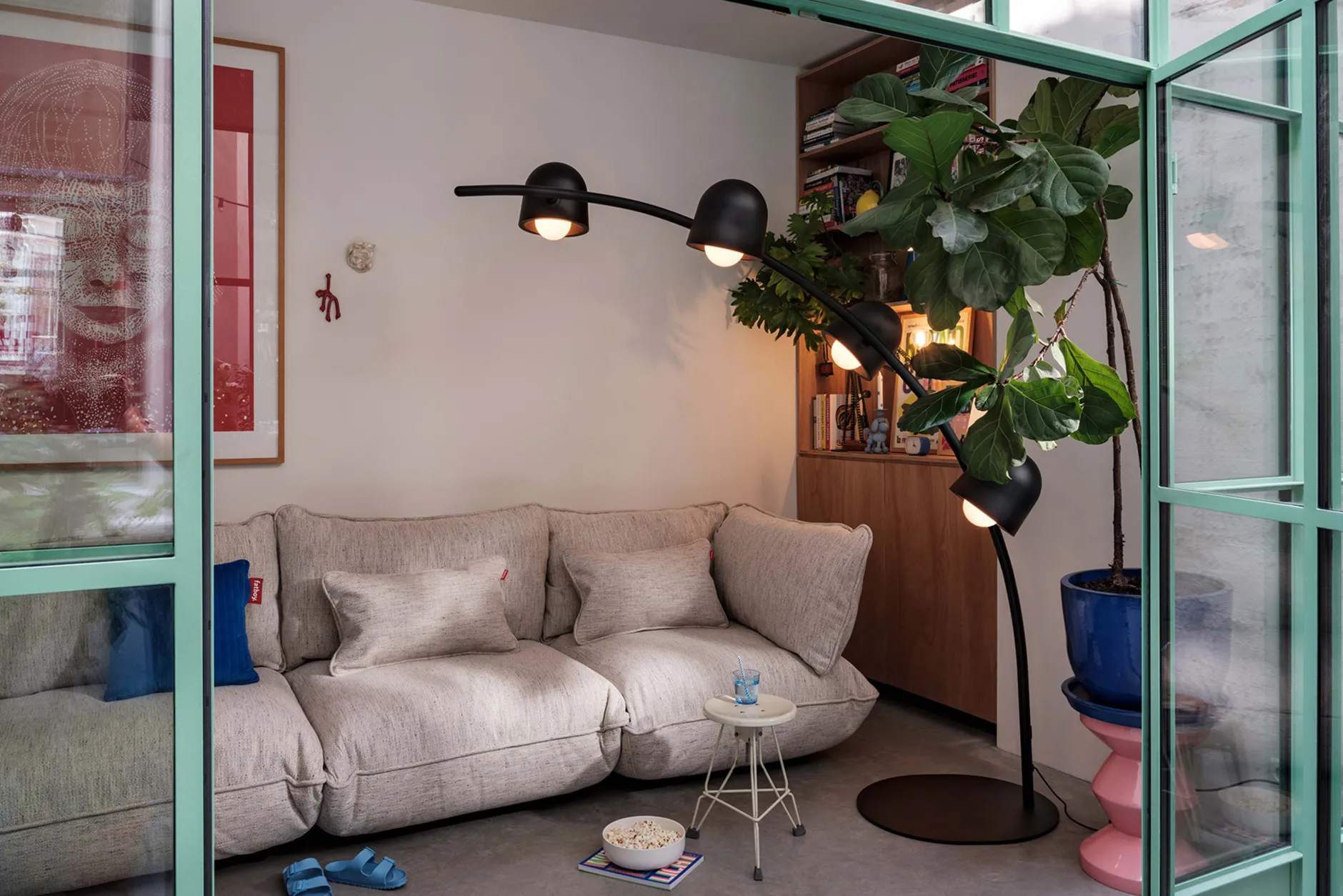 Big Lebow Arc lamp, schwarz, 186x234 cm