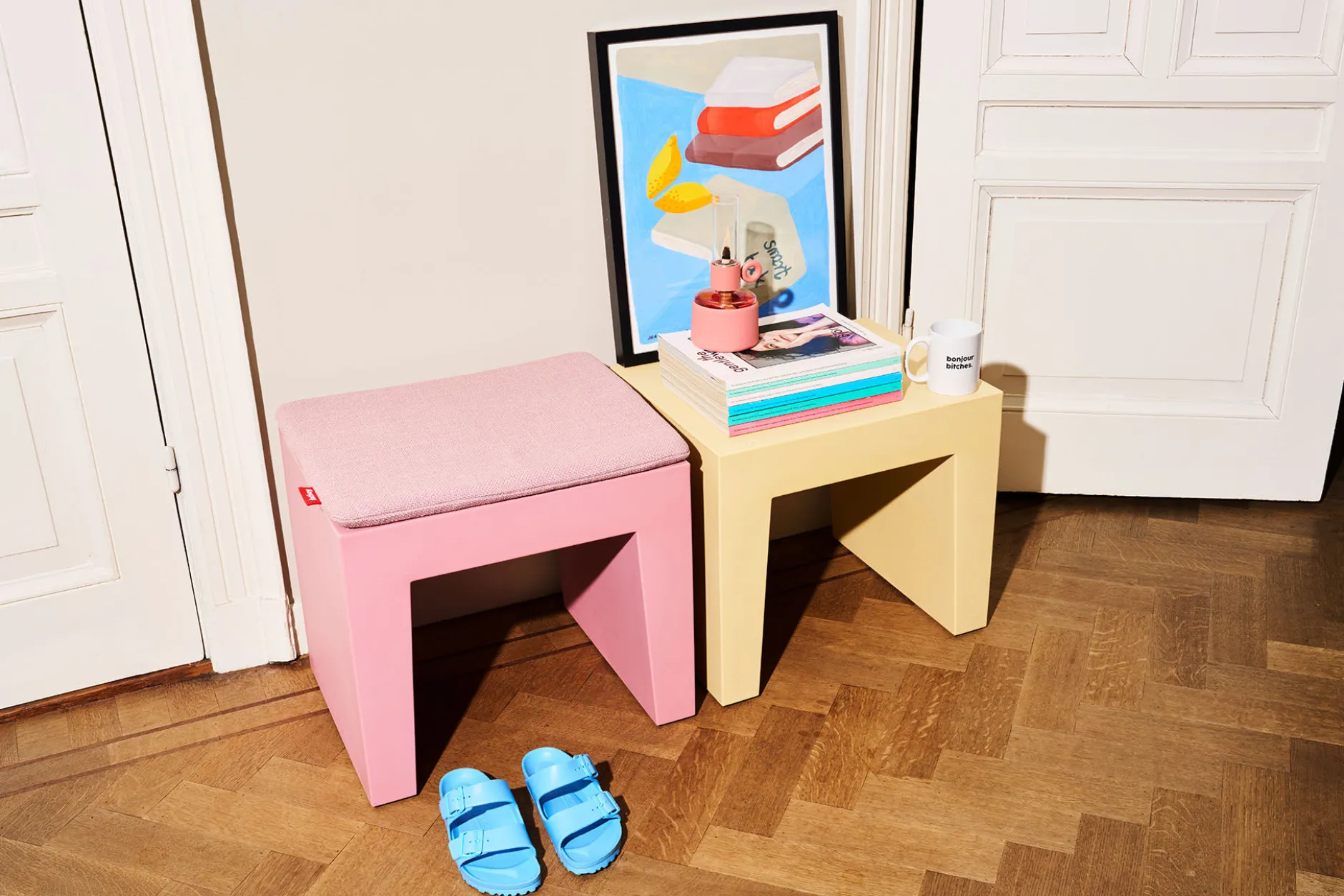 Concrete Seat Outdoor-Hocker, rosa, 40x50x43 cm