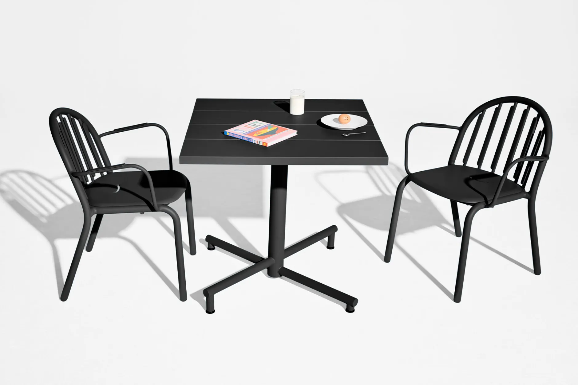 Fred's Square Bistreau Kleiner quadratischer Gartentisch, schwarz, 80x80x76 cm