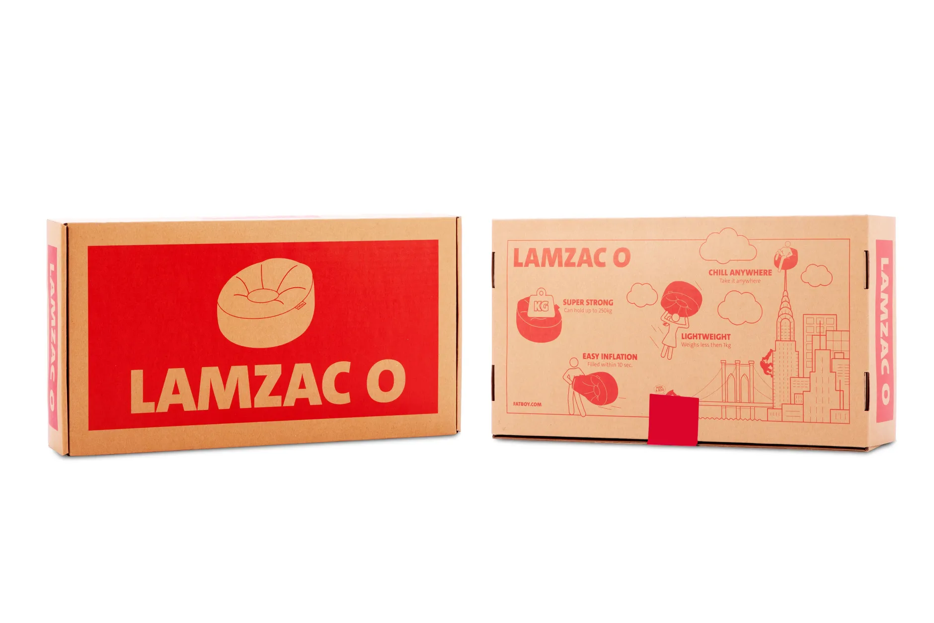 Lamzac O Aufblasbarer Sitzsack, rot, 110x103x62 cm