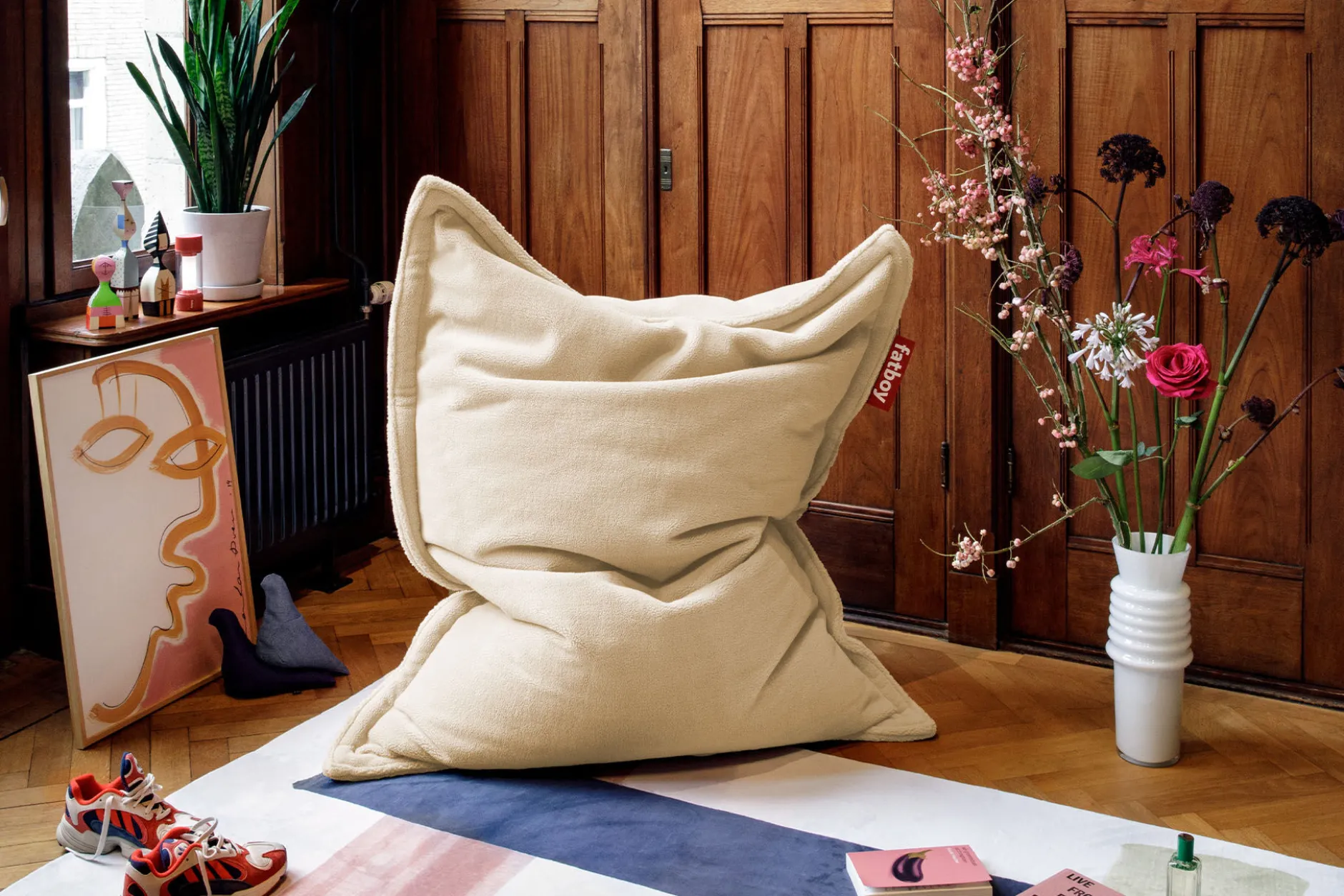 Original Slim Teddy Teddy-Sitzsack, beige, 155x120 cm