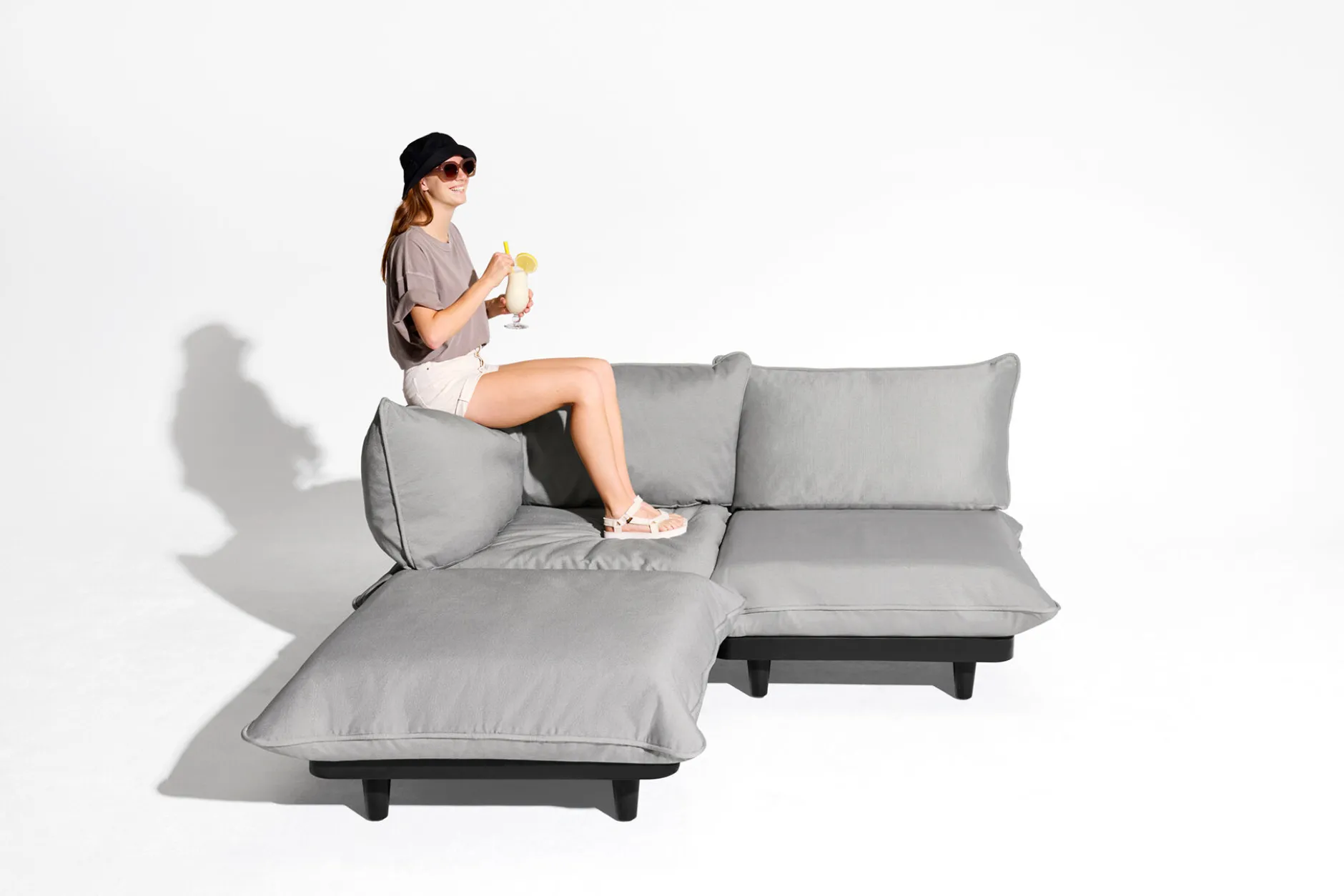 Paletti Corner Seat Royal Modulare Eck-Loungesessel, grau, 100x100x90 cm