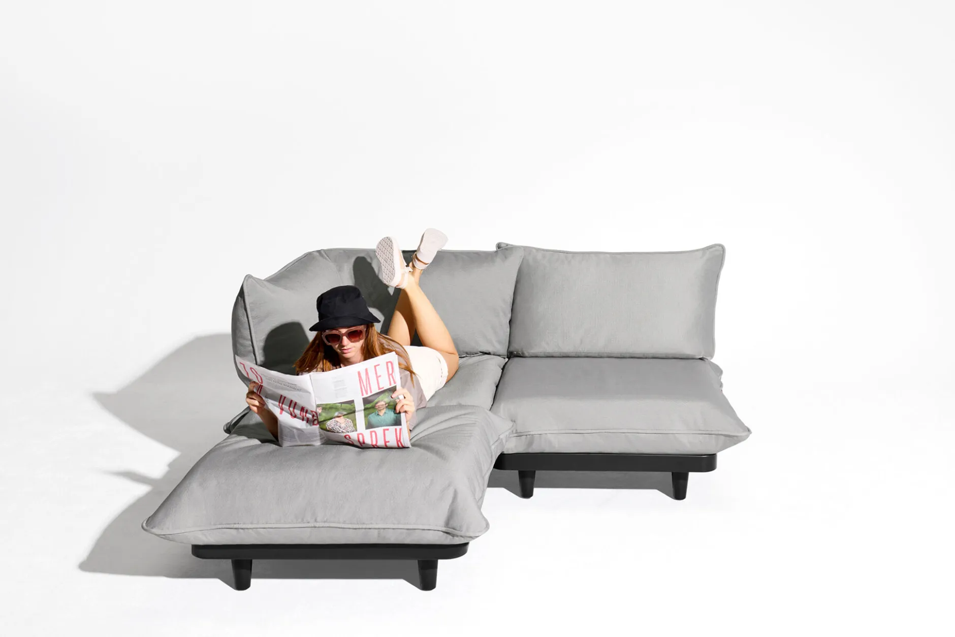 Paletti Corner Seat Royal Modulare Eck-Loungesessel, grau, 100x100x90 cm