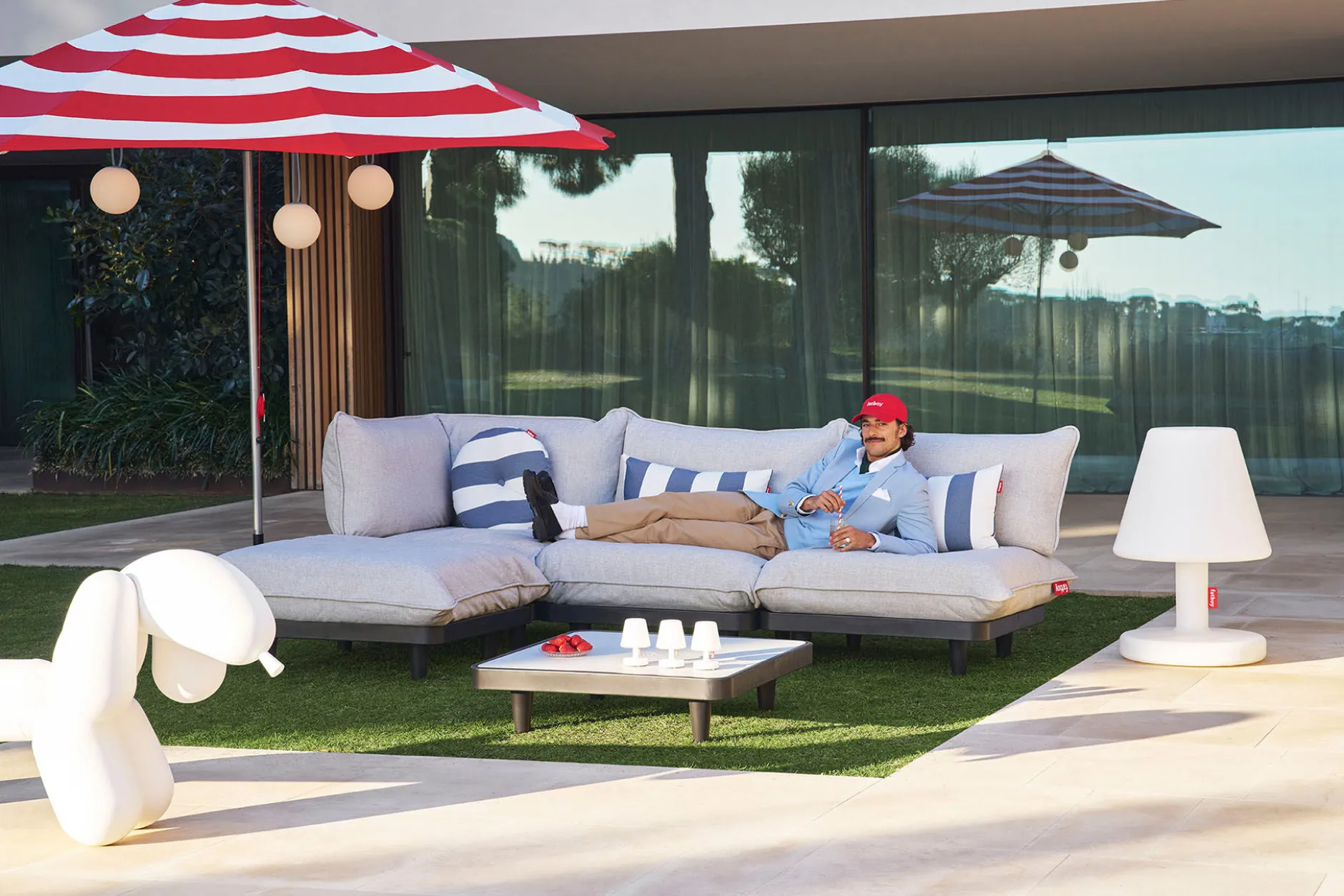 Paletti Hocker Modulare Outdoor-Hocker, grau, 100x100x45 cm