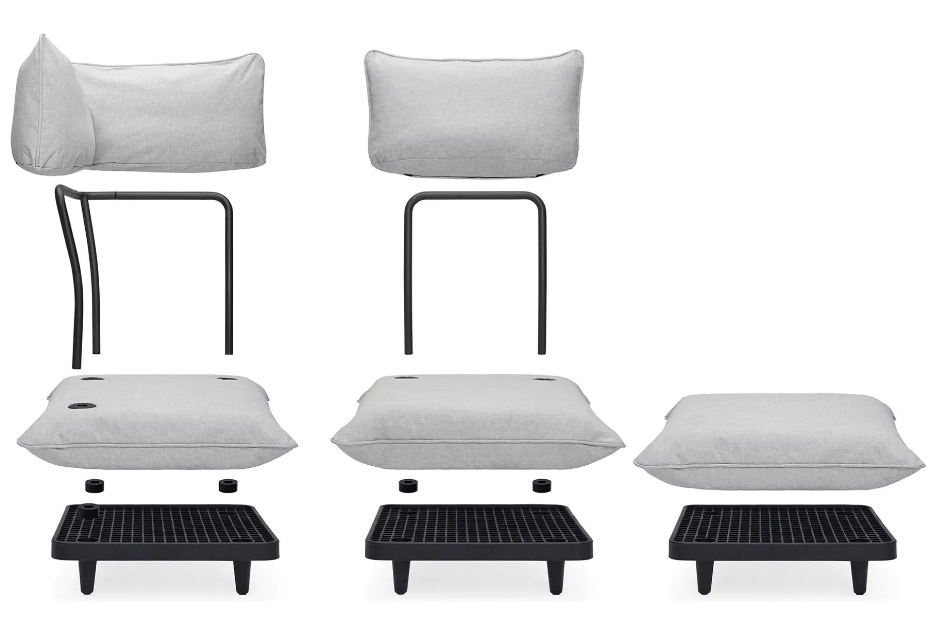 Paletti Hocker Modulare Outdoor-Hocker, grau, 100x100x45 cm