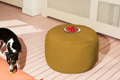 Point Large Sherpa Großer Indoor-Pouf, gold, 70x70x40 cm