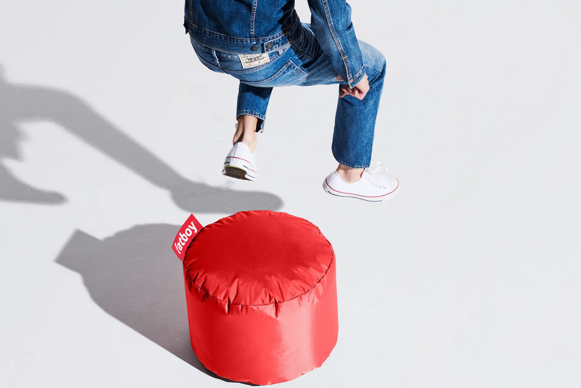Point Original (Nylon) Indoor-Pouf, rot, 50x50x35 cm