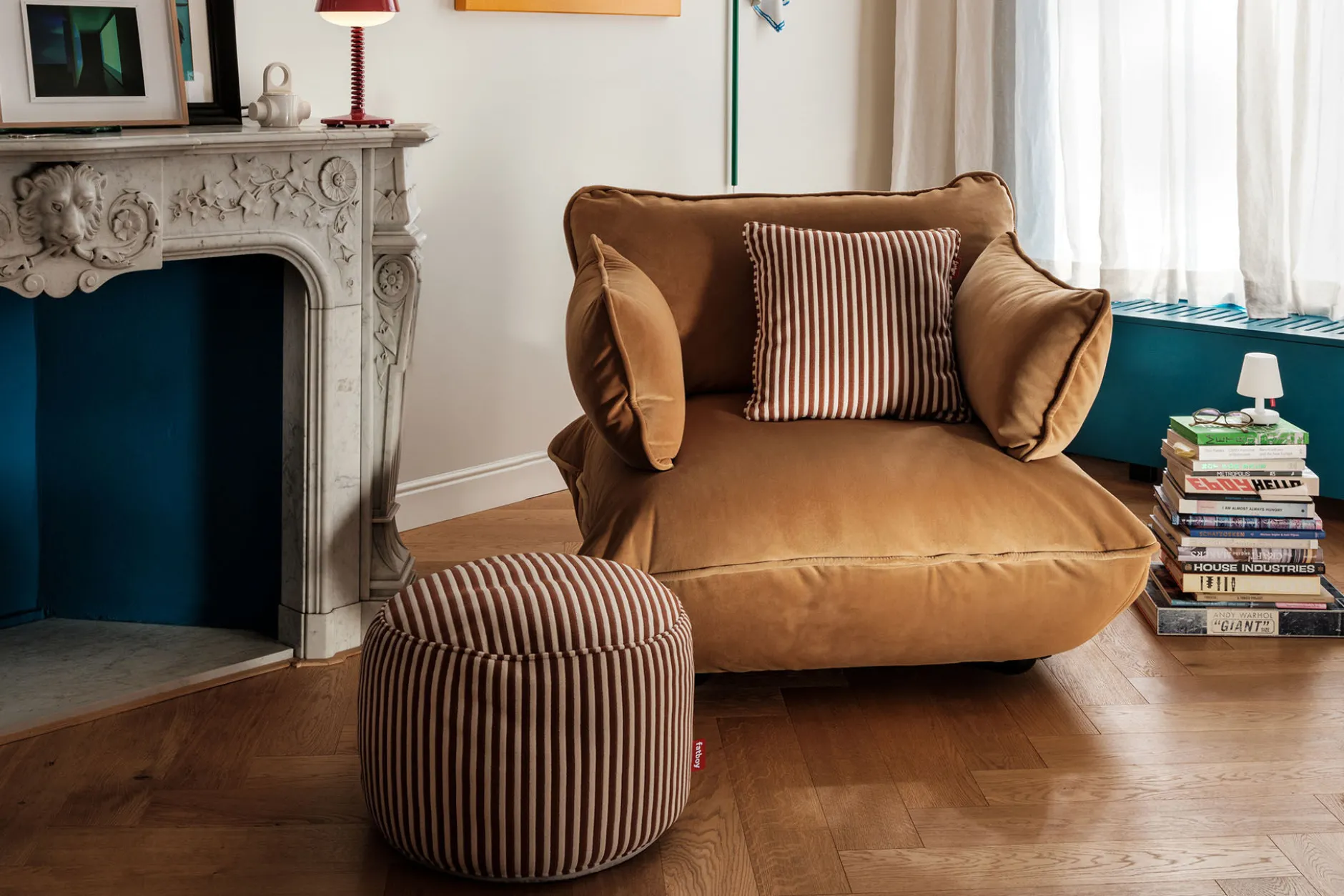 Point Terry Frottee-Pouf, braun, 50x50x35 cm