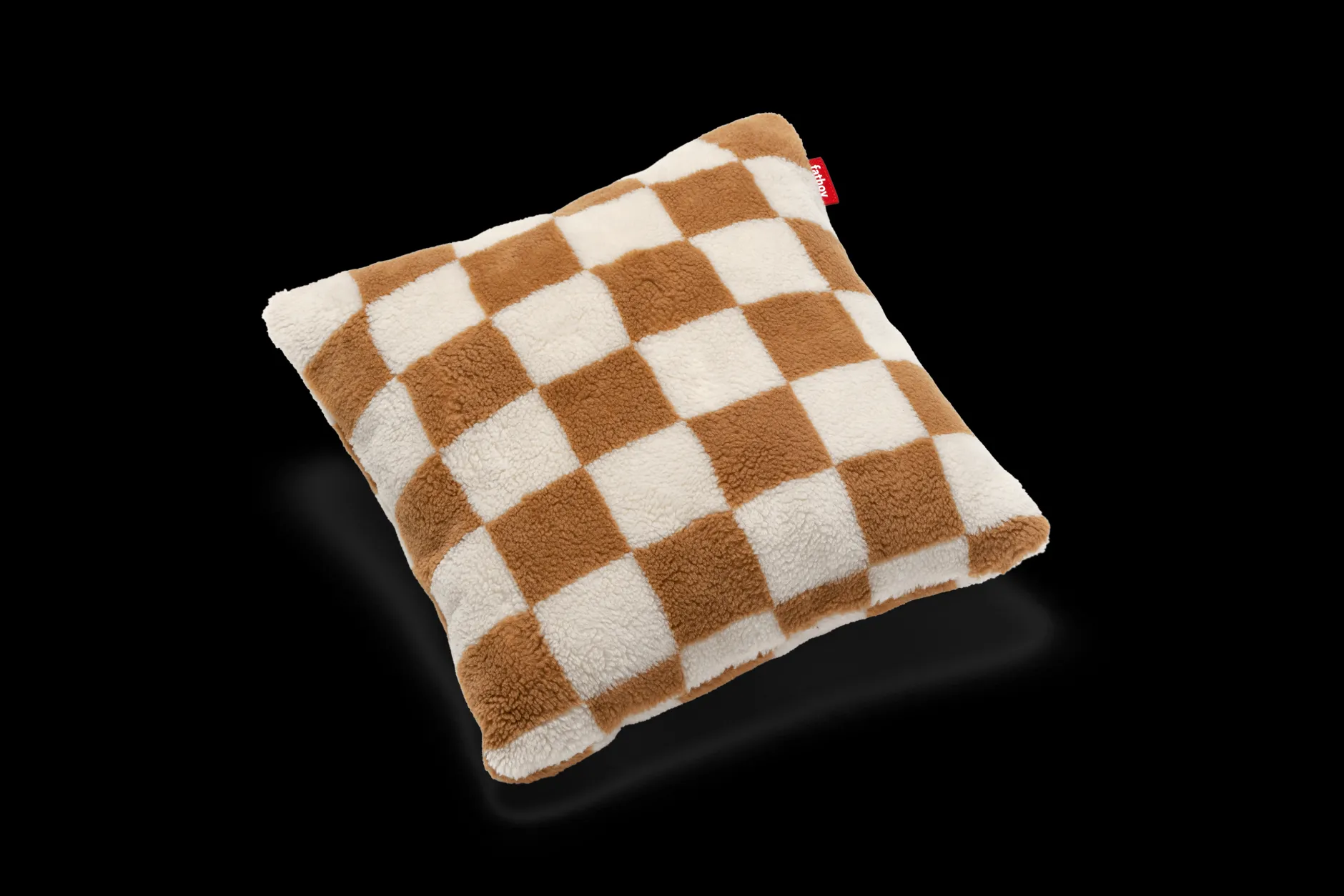 Square Pillow Teddy Kissen aus superweichem Teddy-Stoff, braun, 50x50 cm