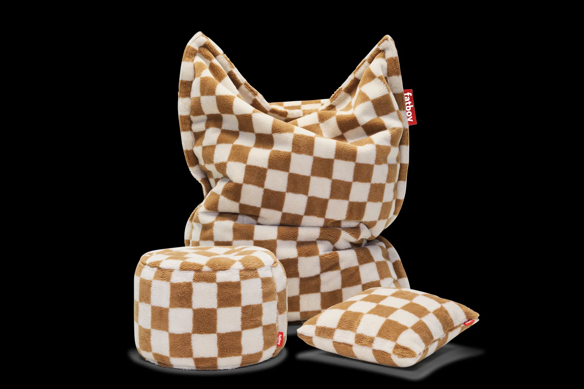 Square Pillow Teddy Kissen aus superweichem Teddy-Stoff, braun, 50x50 cm