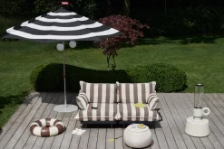 Stripesol + Base Light Grey Sonnenschirm mit Fuß, 350x350x280 cm
