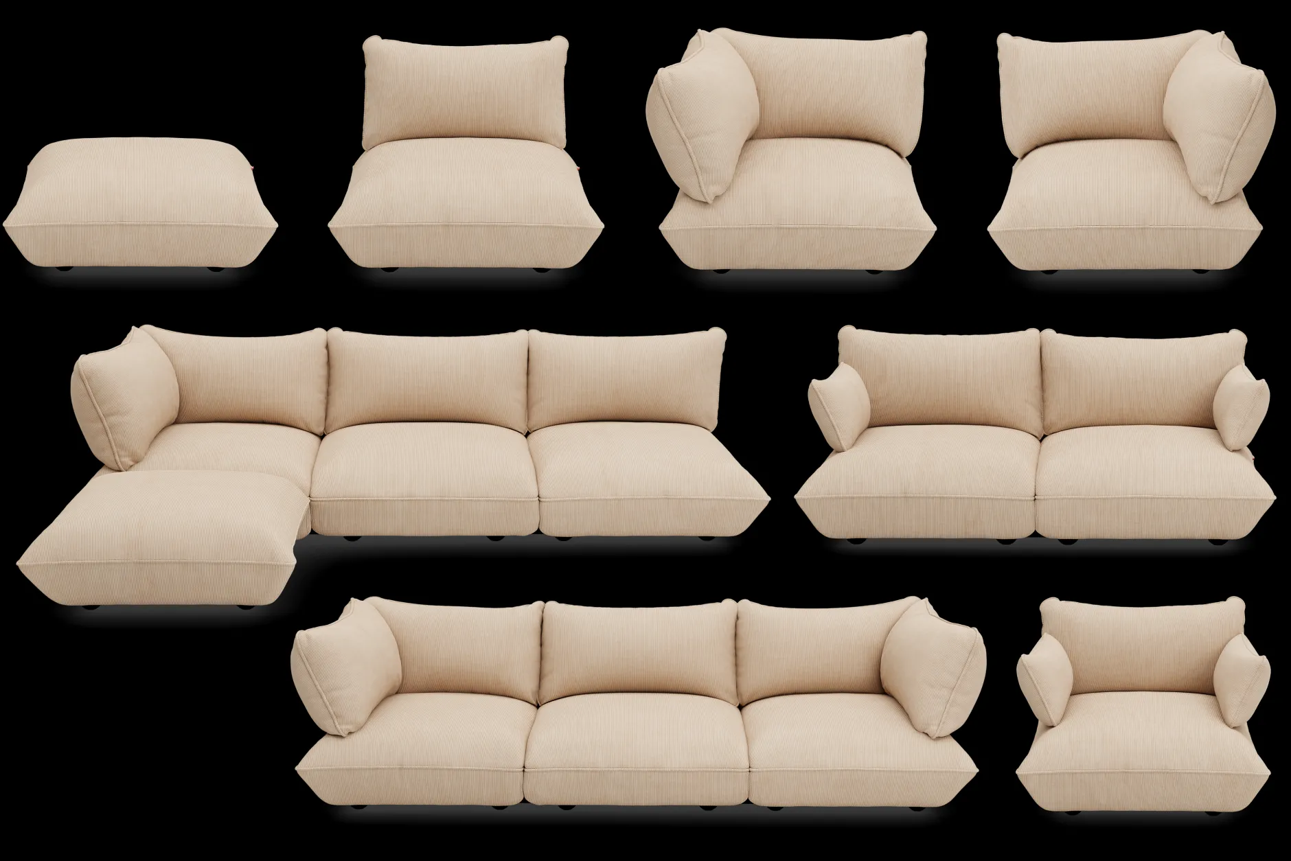 Sumo Armrest Cord Armlehne, beige, 65x25x35 cm