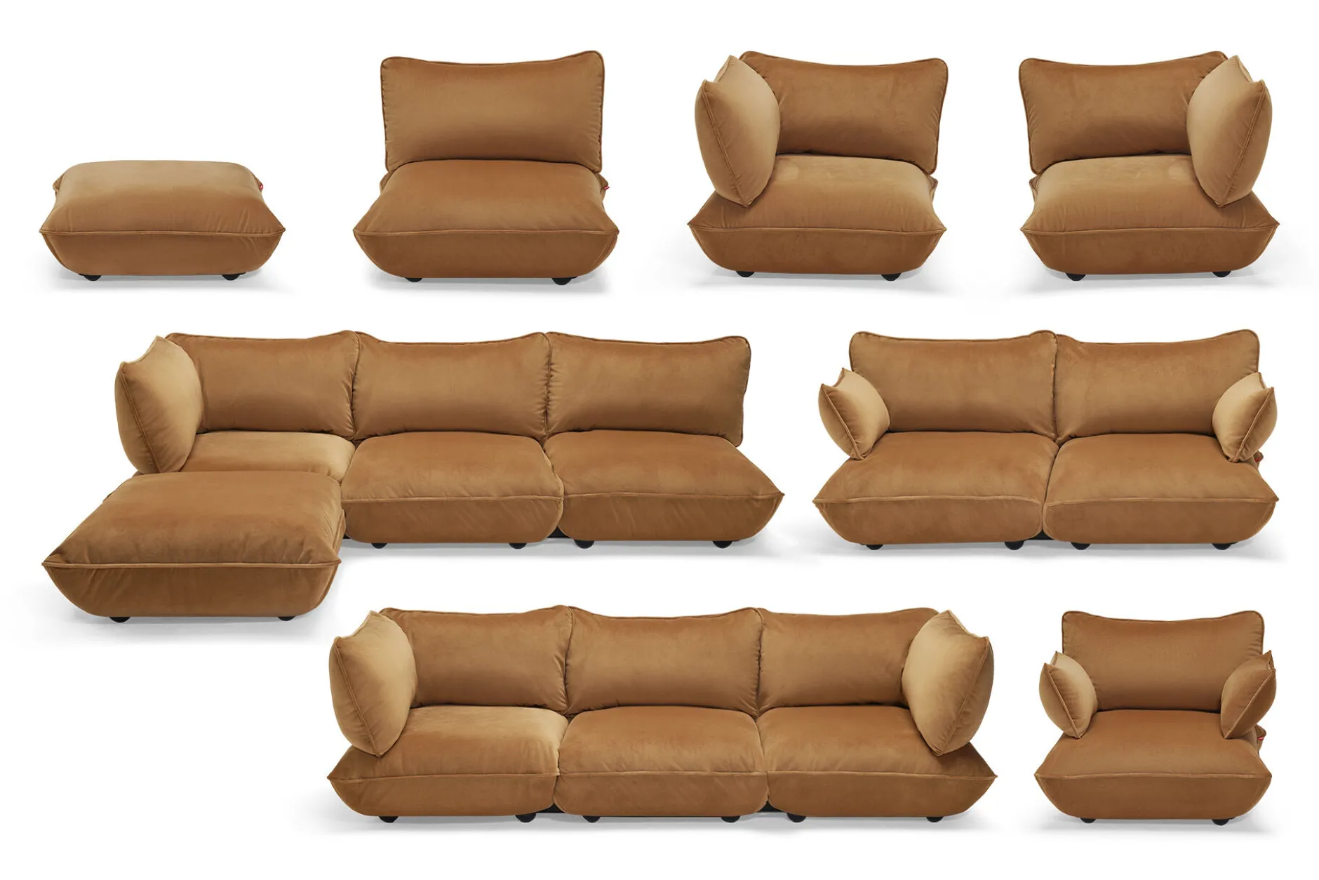 Sumo Corner Seat Velvet Corner Seat, braun, 108x108x90 cm