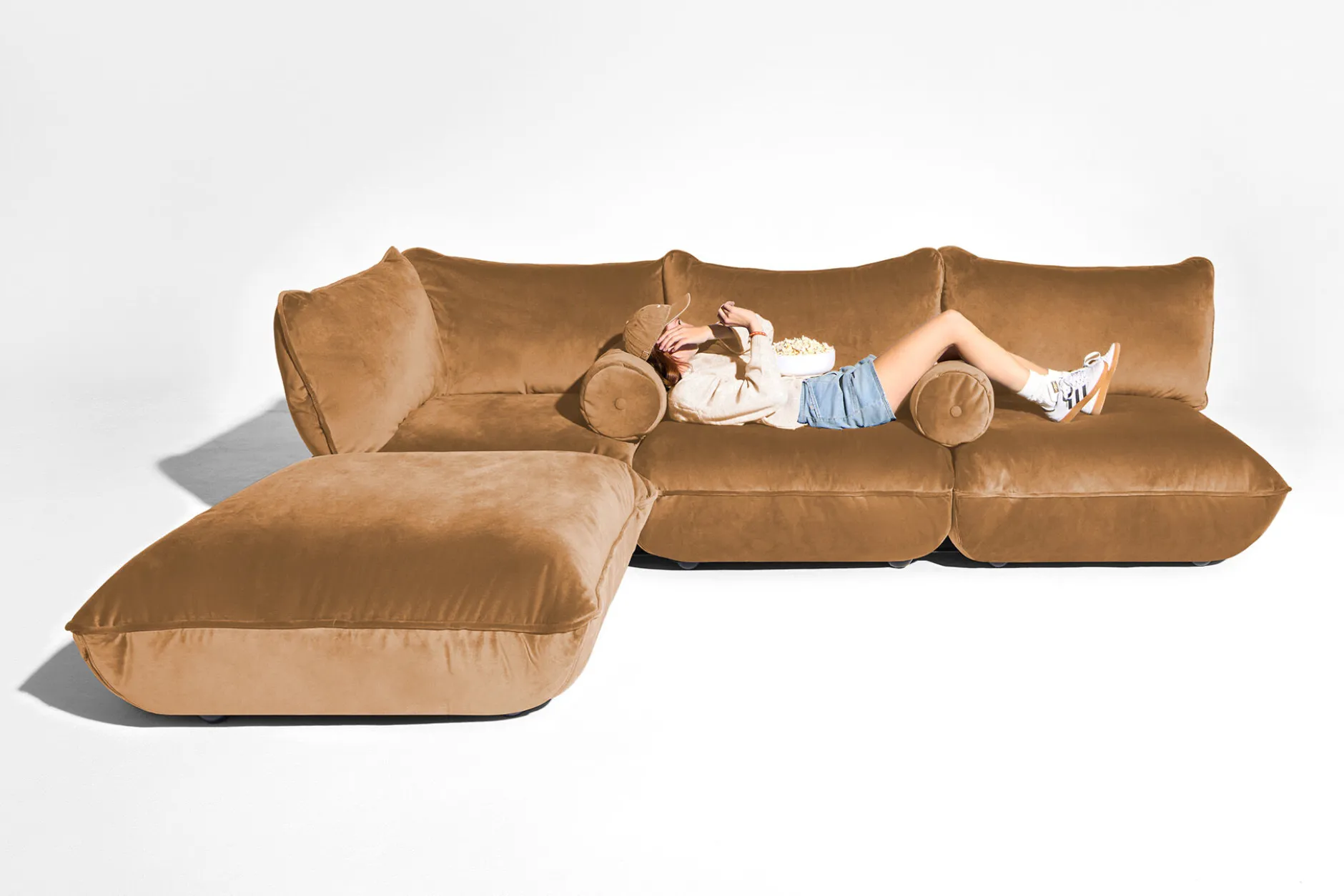 Sumo Corner Seat Velvet Corner Seat, braun, 108x108x90 cm