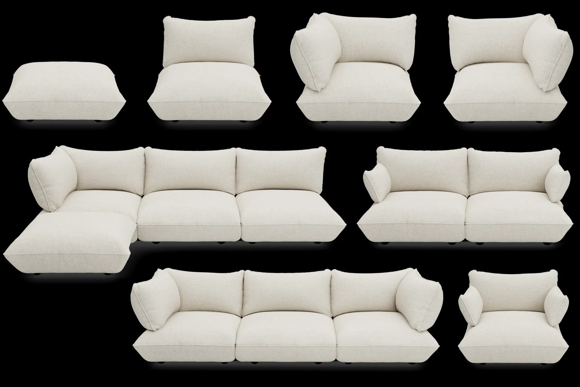 Sumo Corner Sofa Boucle Beige Modulares Indoor-Sofa, 301x108x90 cm