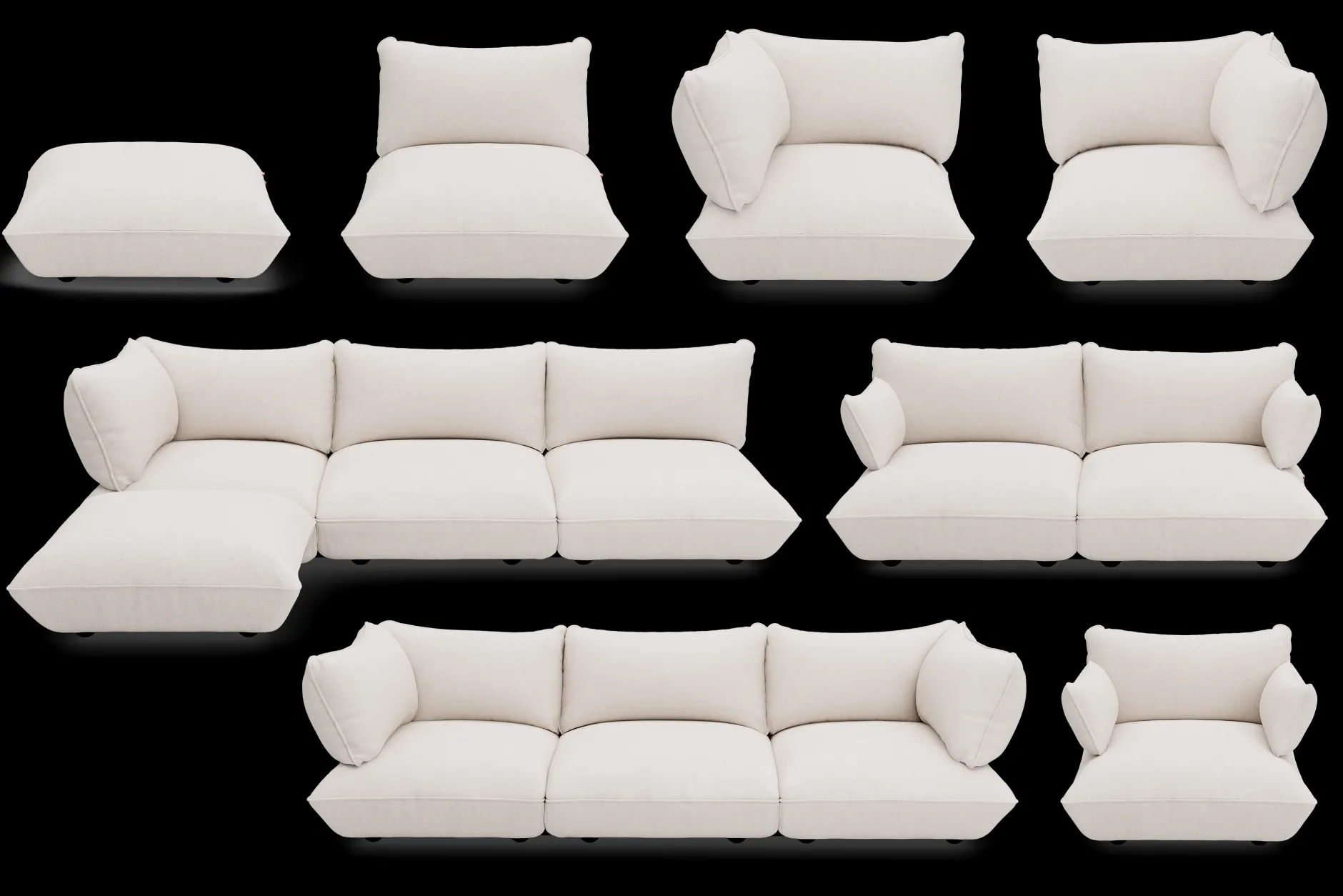 Sumo Corner Sofa Boucle Creme Modulares Indoor-Sofa, 301x108x90 cm