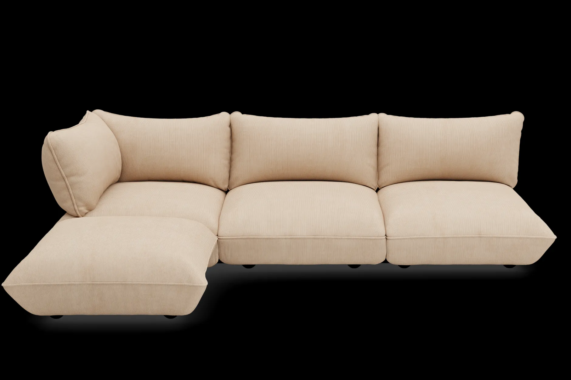 Sumo Corner Sofa Left Cord Beige Modulares Indoor-Sofa, 301x108x90 cm