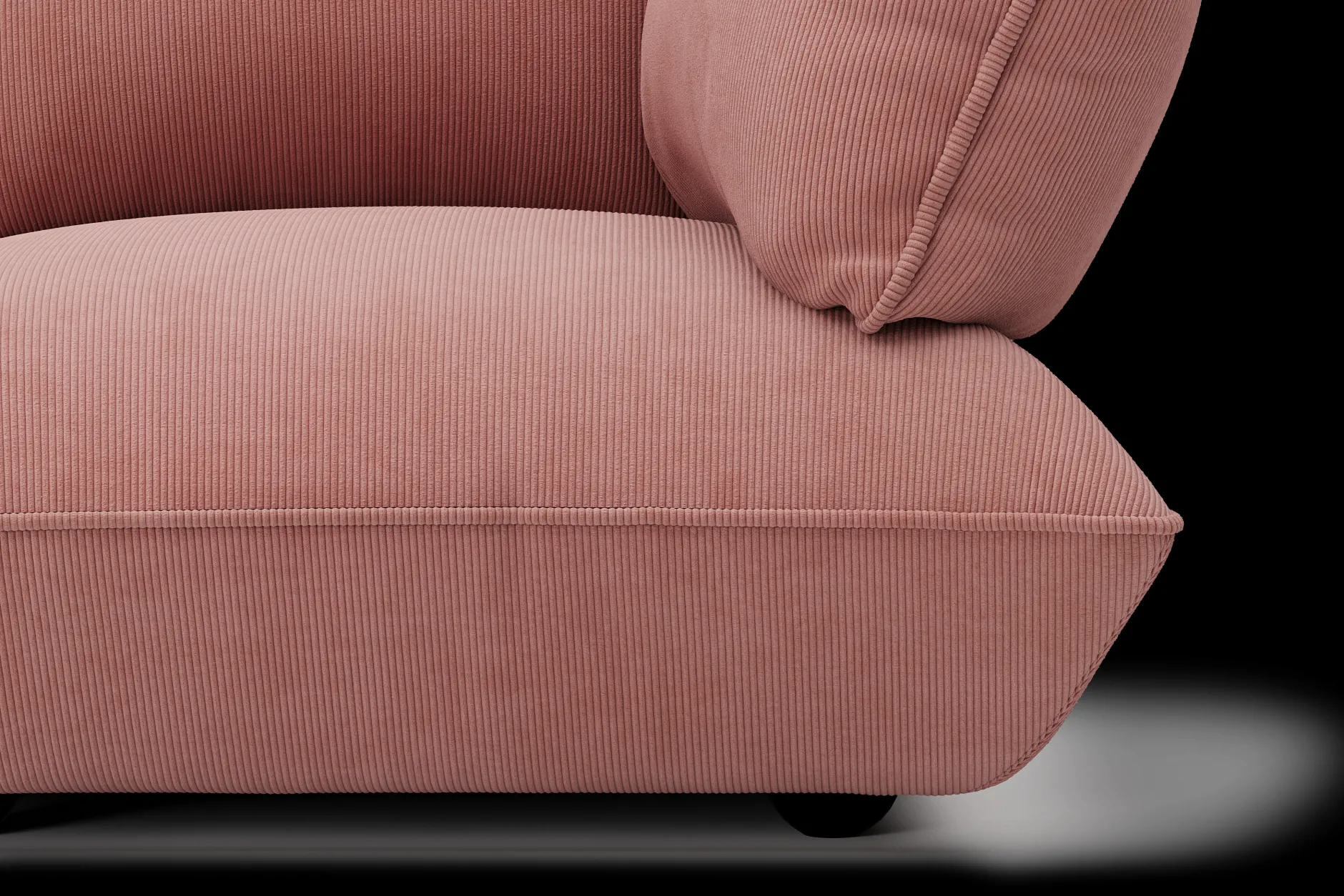 Sumo Corner Sofa Right Cord Soft Pink Modulares Indoor-Sofa, 301x108x90 cm