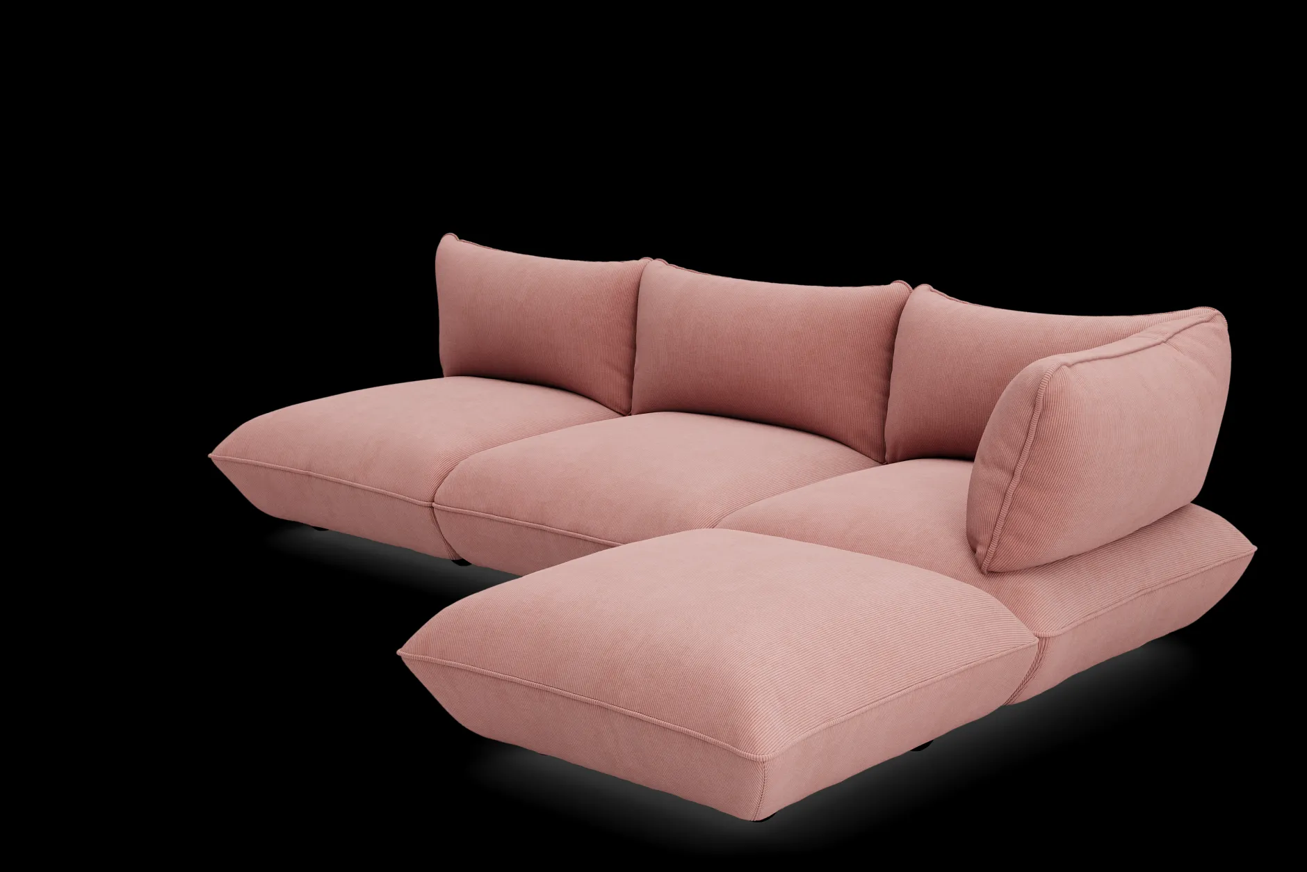 Sumo Corner Sofa Right Cord Soft Pink Modulares Indoor-Sofa, 301x108x90 cm