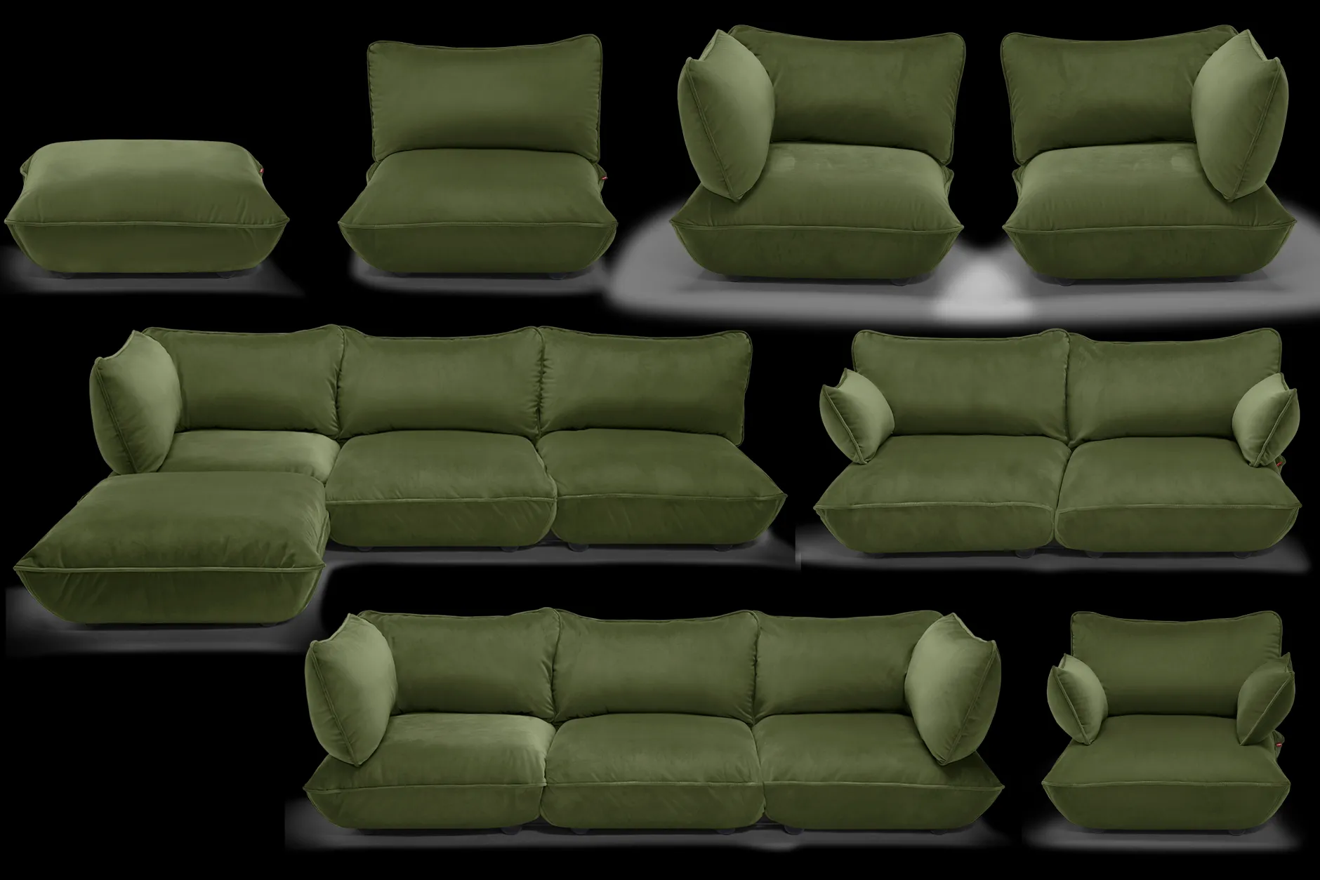 Sumo Corner Sofa Velvet Modulares Indoor-Sofa, 301x108x90 cm