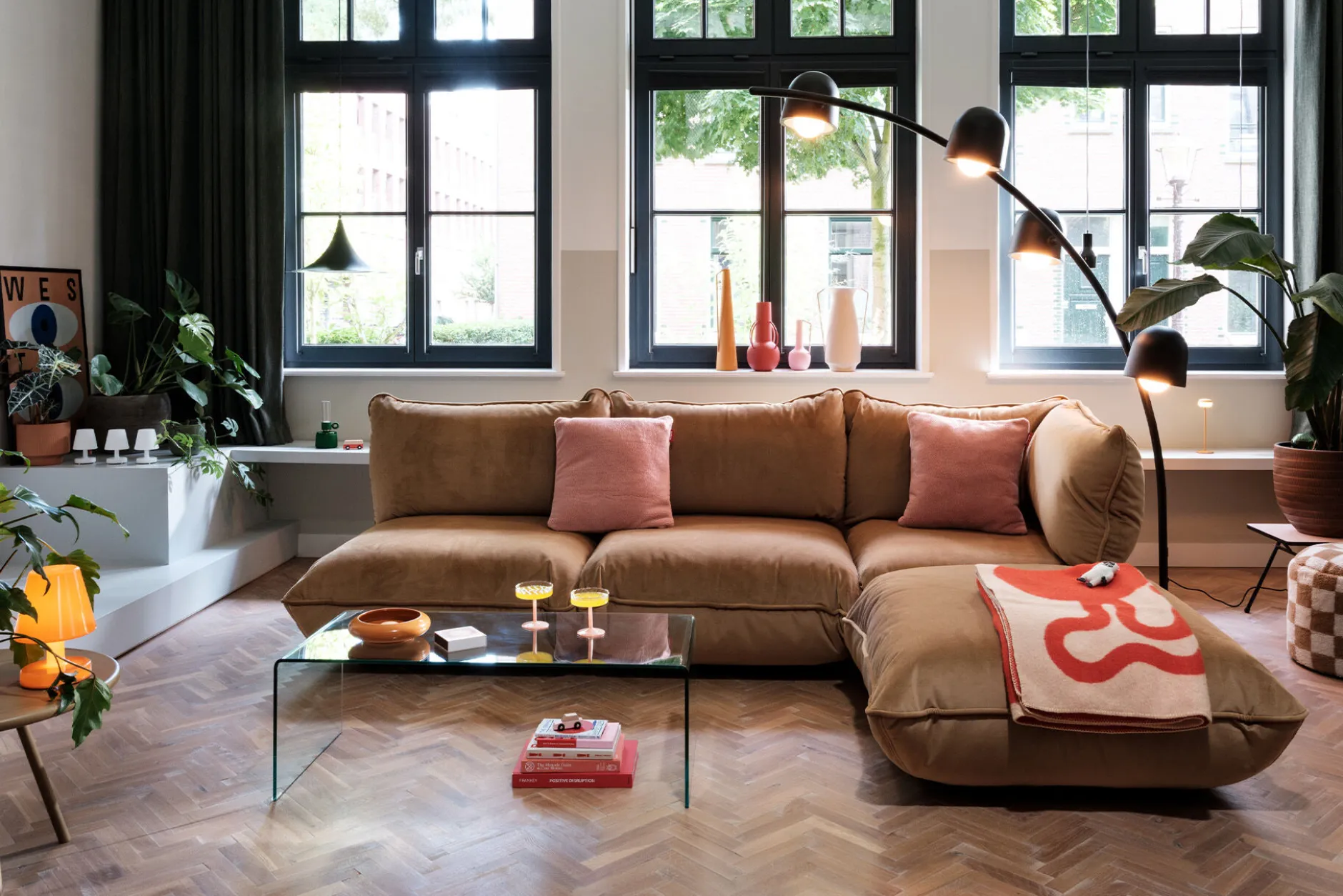 Sumo Corner Sofa Velvet Modulares Indoor-Sofa, 301x108x90 cm