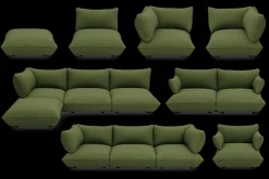Sumo Sofa Grand Boucle Leaf Green Modulares Indoor-Sofa, 301x108x90 cm