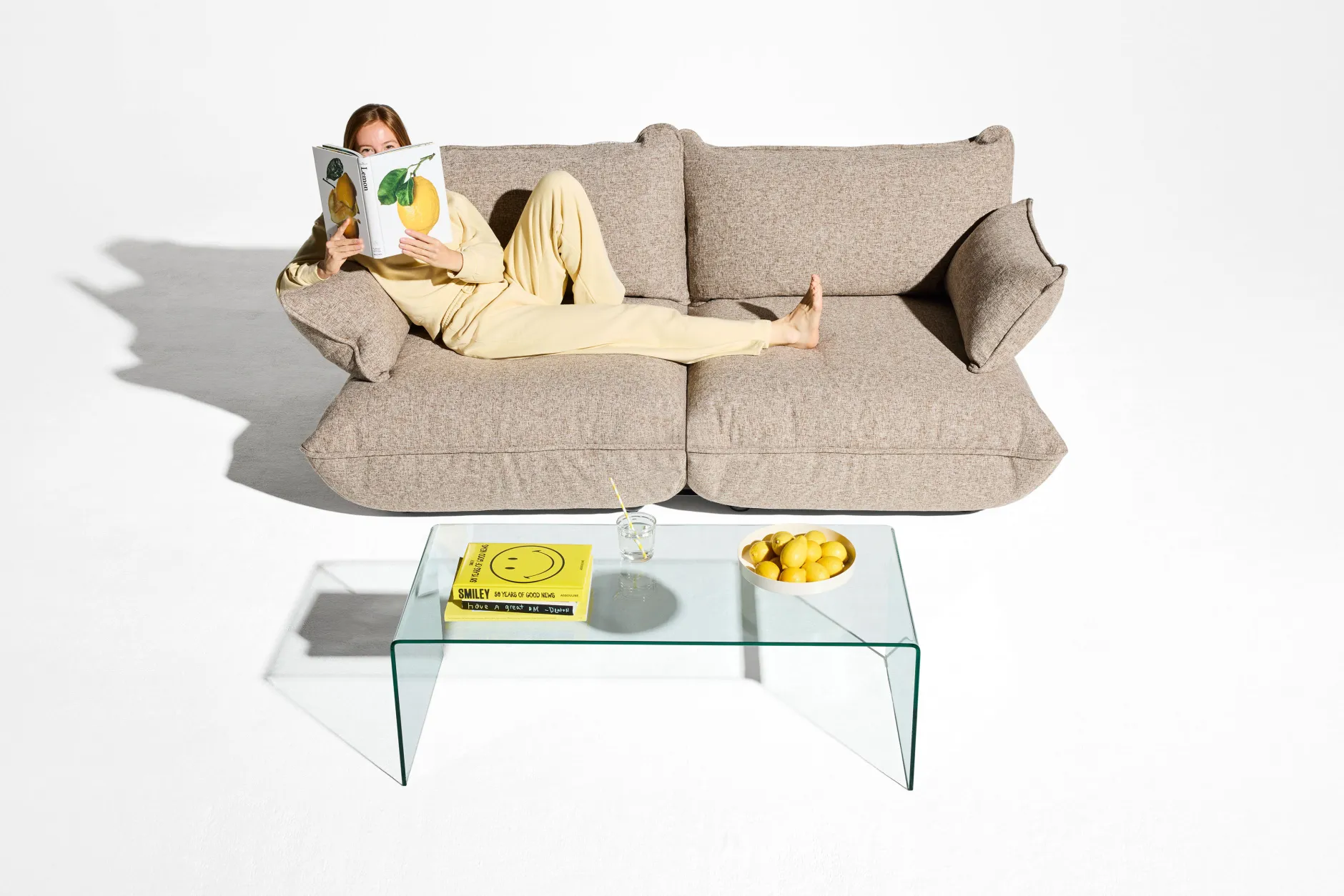 Sumo Sofa Medium Boucle Light Brown Melange Modulares Indoor-Sofa, 210.5x108x90 cm