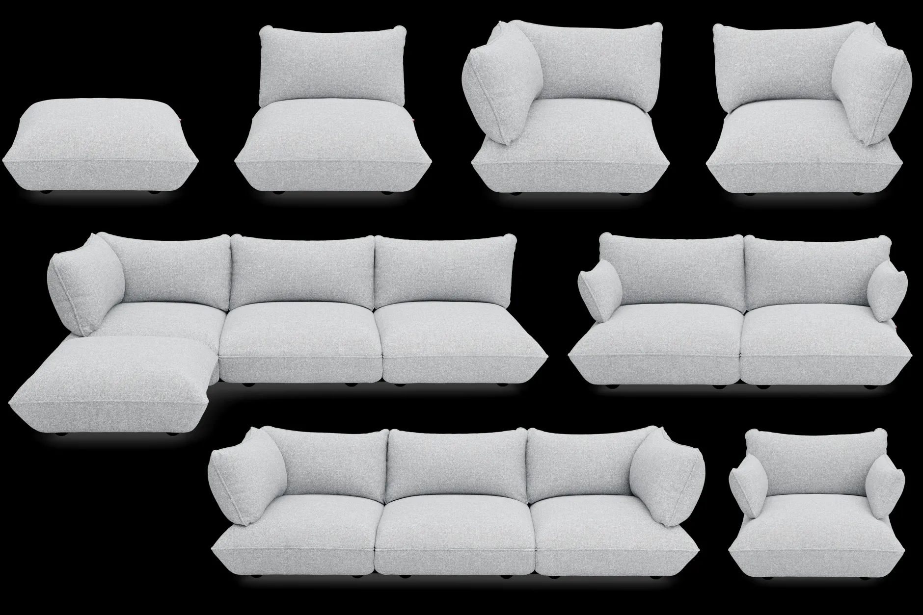 Sumo Sofa Medium Boucle Light Grey Melange Modulares Indoor-Sofa, 210.5x108x90 cm