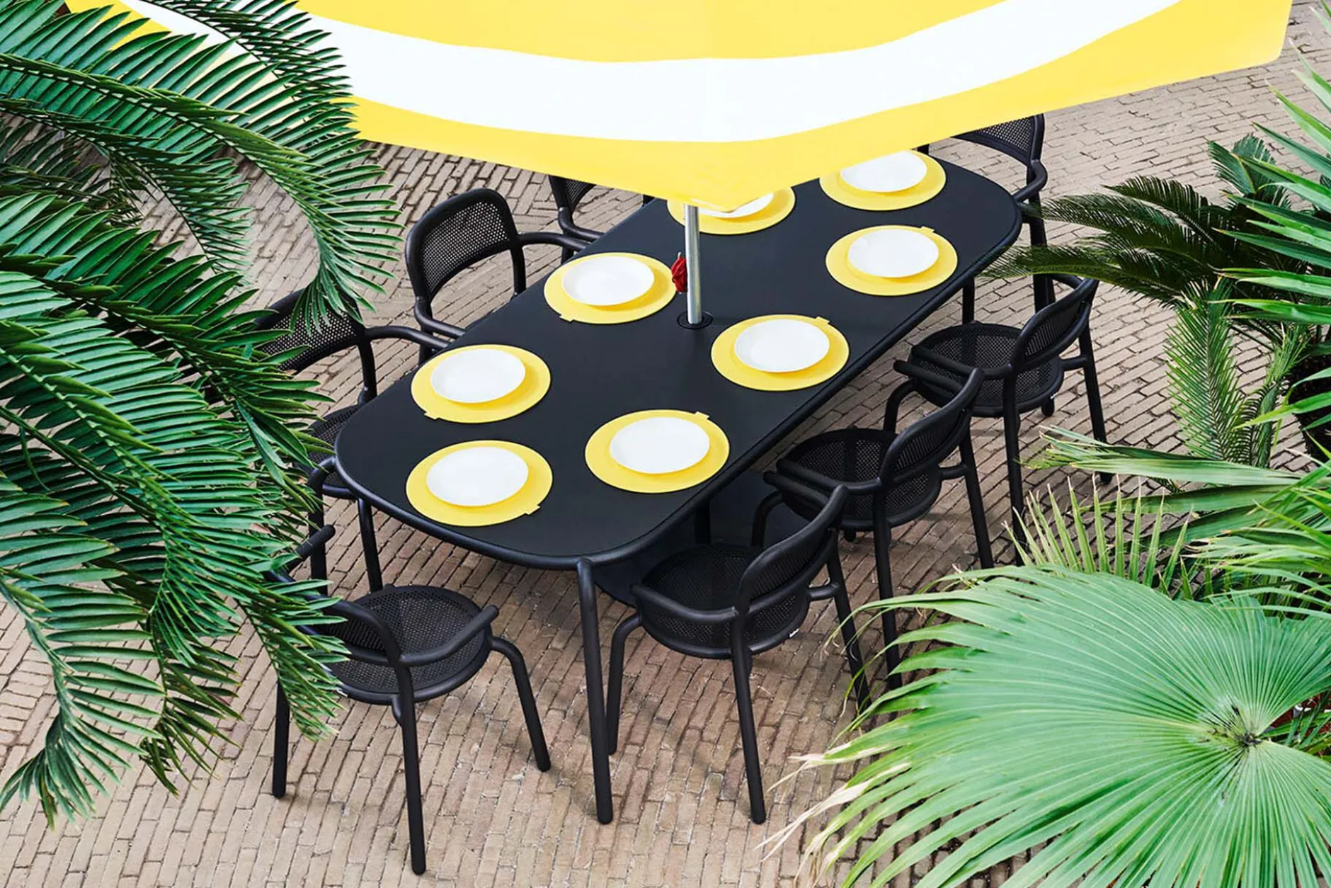 Toní Tablo Großer Gartentisch, schwarz, 220x99x76 cm